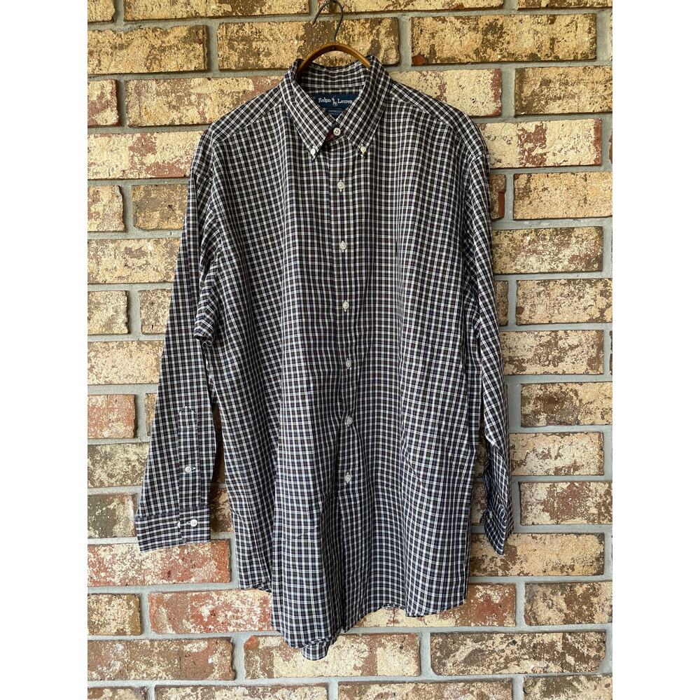 Men’s Ralph Lauren Long Sleeve Shirt Logo Yarmouth 100% Cotton 32/33 16 1/2